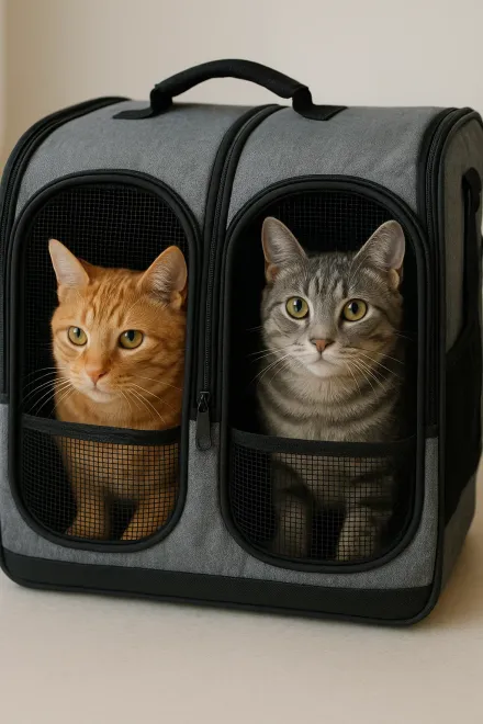 Zwei Katzen zusammen in einer bequemen, gut belüfteten Doppelbox