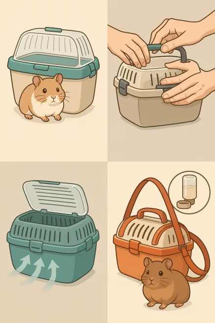 Besitzer wählt passende Transportbox für Hamster