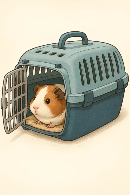 Meerschweinchen in einer sicheren Transportbox