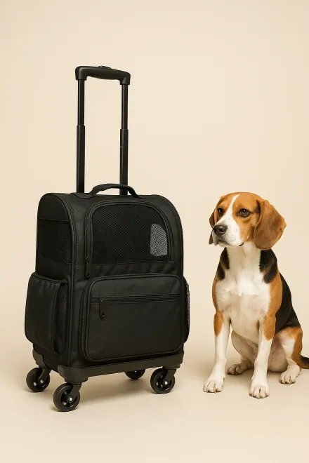 Transportbox mit Rollen und Belüftung für Hunde