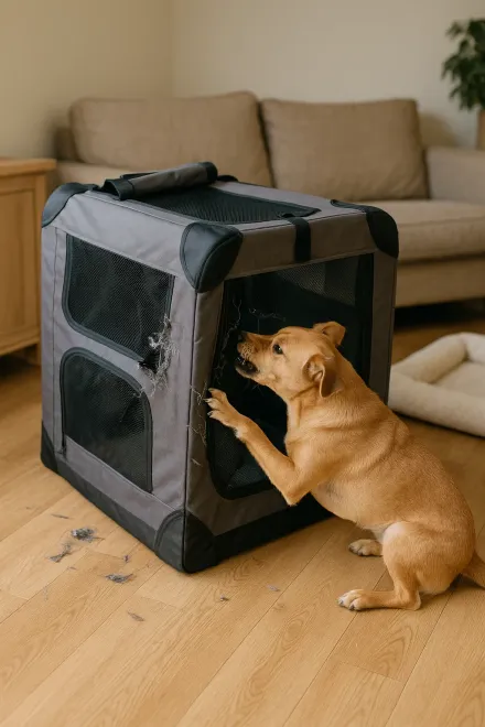 Stoff-Transportbox mit Abnutzungserscheinungen