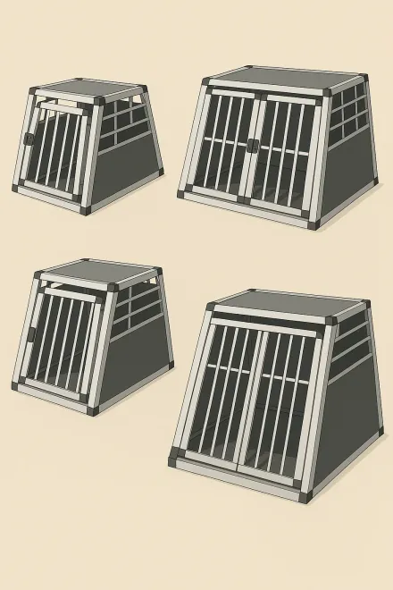 Doppelte Aluminium Hundebox im Kofferraum