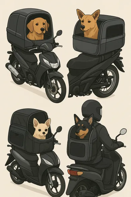 Verschiedene Hundebox-Modelle fürs Motorrad