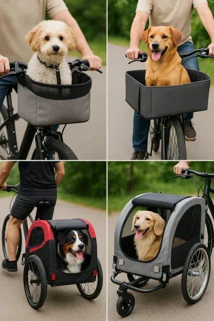 Vorderer Fahrradkorb als Hundetransporter