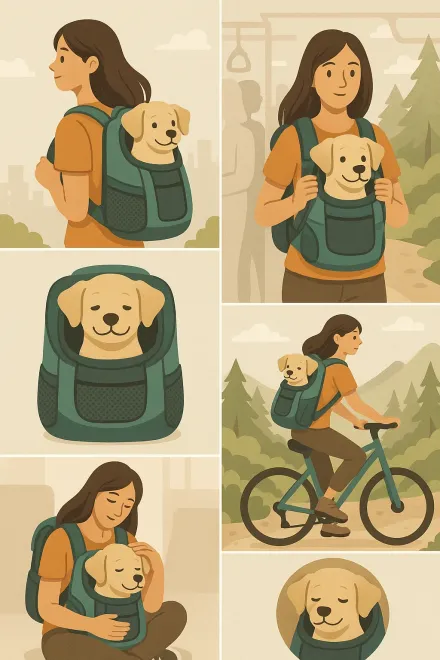 Hund in atmungsaktivem Hunderucksack